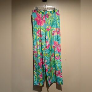 Lilly Pulitzer Pink and Green Wide Leg Pants
